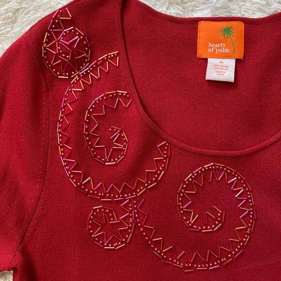 Hearts of Palm Swirl Beaded Knit Top - Picture 7 of 10